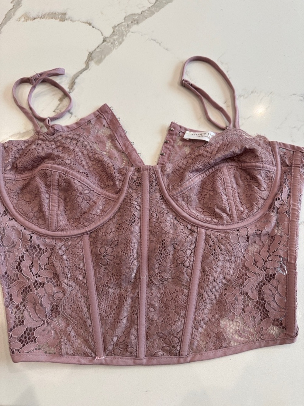 Altar'd State Mauve Lace Longline Bustier